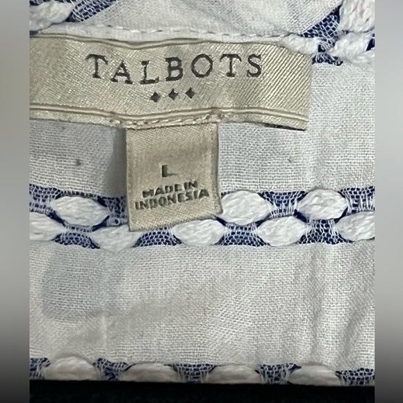 Talbot Women’s Blue/White striped top with drawstrings - Size Large - Picture 5 of 5